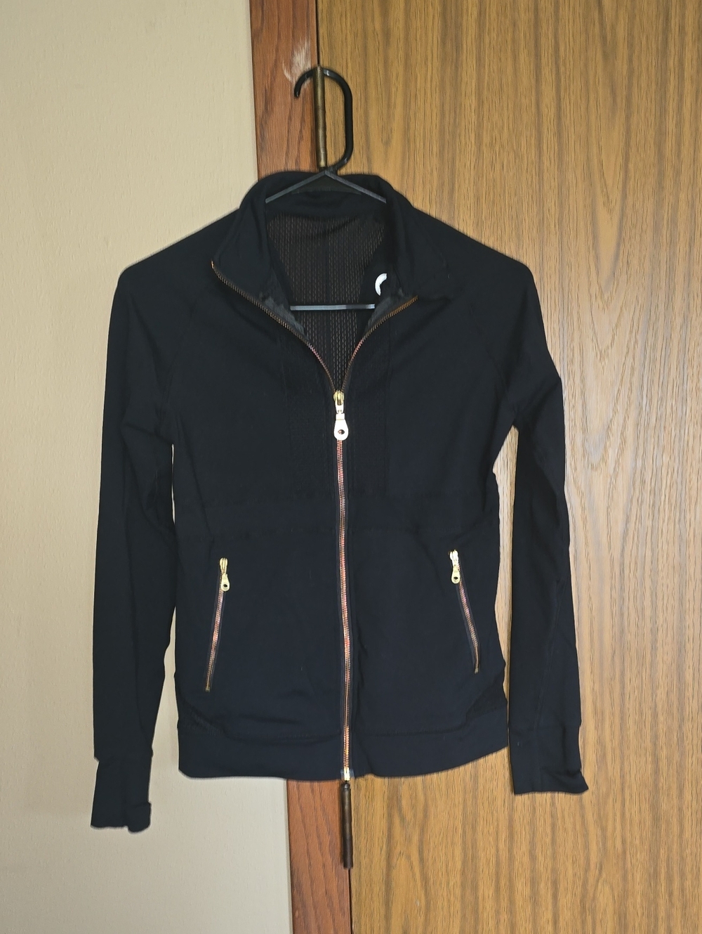 ZYIA Black Zip Up Jacket with Gold Zipper Accents